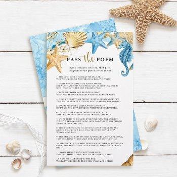 under the sea pass the poem bridal shower game