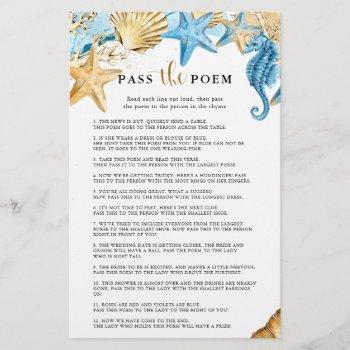 under the sea pass the poem bridal shower game