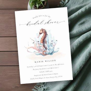 underwater seahorse seaweed bridal shower invite