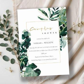 urban tropical monstera fauna couple shower invite