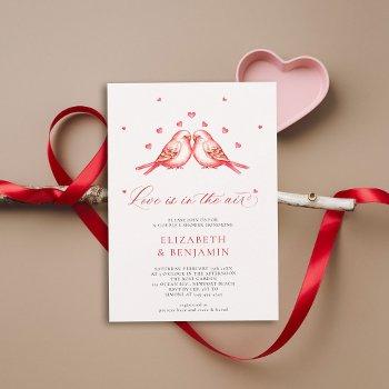 valentine love birds hearts couple bridal shower invitation