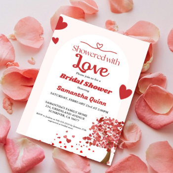 valentine tree of heart arch bridal shower  invitation