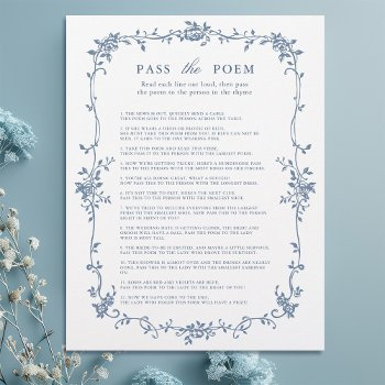 victorian blue 'pass the poem' bridal shower game