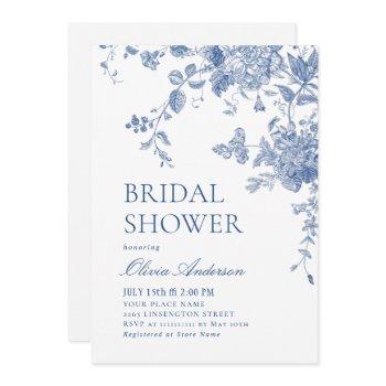 victorian dusty blue french garden bridal shower invitation