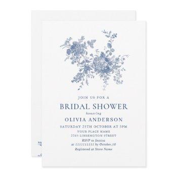 victorian dusty blue french garden bridal shower invitation