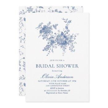victorian dusty blue french garden bridal shower invitation
