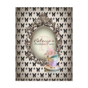 victorian floral cupcake english tea party invitation