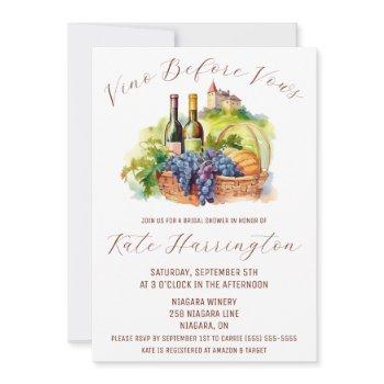 vino before vow, winery, chateau bridal shower invitation