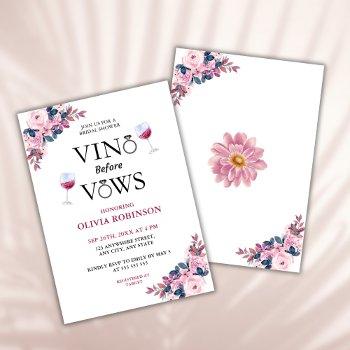 vino before vows floral wine theme bridal shower invitation