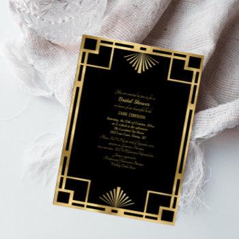 vintage art deco black | gold styleb bridal shower invitation