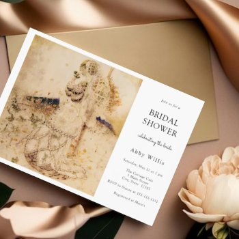 vintage art nouveau floral bridal shower invitation