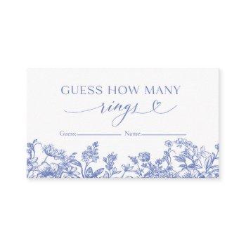 vintage blue floral guess how many rings game card