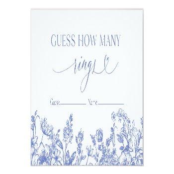 Vintage Blue Floral Guess How Many Rings Game Card Front View