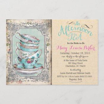 vintage bridal shower tea invitation