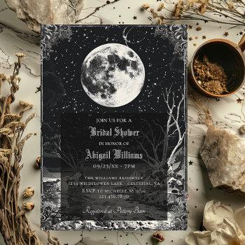 vintage celestial moon stars mystic bridal shower invitation