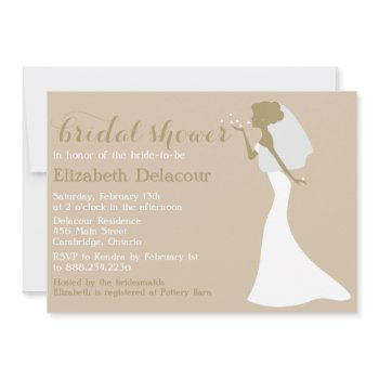 vintage chic wedding gown bridal shower invitation