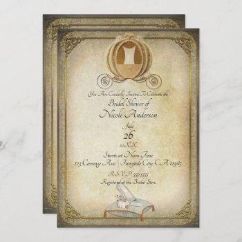 vintage cinderella carriage slipper bridal shower invitation