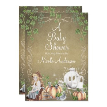 vintage cinderella storybook fairytale baby shower invitation