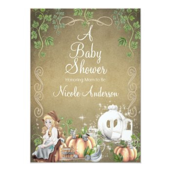 Vintage Cinderella Storybook Fairytale Baby Shower Invitation Front View
