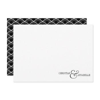 vintage couple black scallop wedding stationery note card