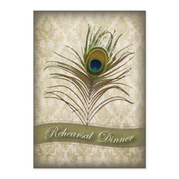 vintage damask peacock rehearsal dinner invite