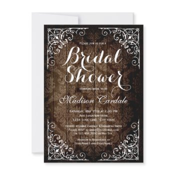 vintage damask rustic bridal shower invitations