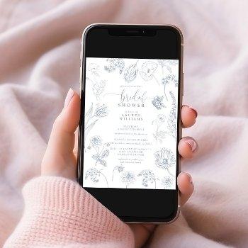Vintage Dusty Blue Floral Script Front View