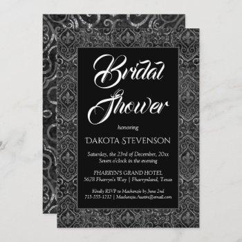 vintage fleur de lis damask | grunge bridal shower invitation