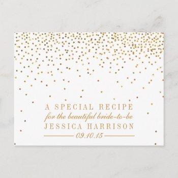 vintage gold confetti bridal shower recipe cards