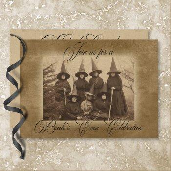 vintage gothic witches halloween bridal shower invitation