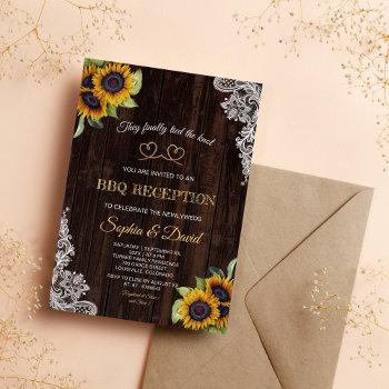 vintage lace rope we tied the knot sunflowers bbq invitation