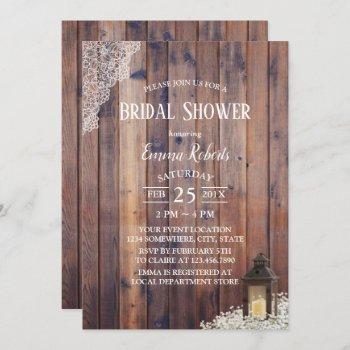 vintage lantern baby's breath rustic bridal shower invitation