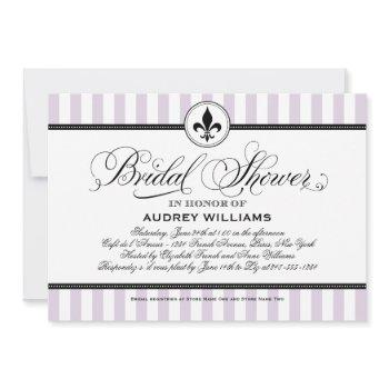 vintage lavender fleur de lis french bridal shower invitation