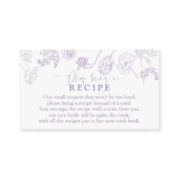 vintage lavender floral please bring a recipe enclosure card