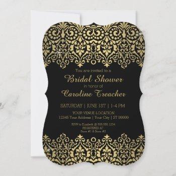 vintage modern golden lace elegant bridal shower invitation