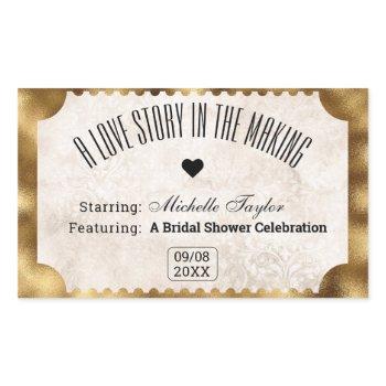 vintage movie ticket bridal date night ideas rectangular sticker