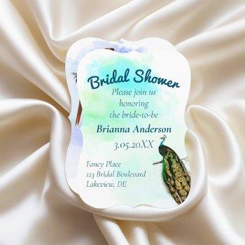 vintage peacock bridal shower invitation