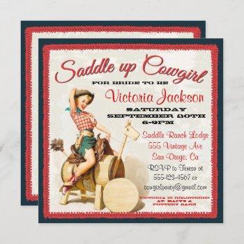 vintage pin up rockabilly cowgirl bridal shower invitation