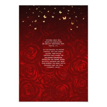 Vintage Red Rose Gold Black Elegant Watercolor Menu Front View