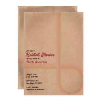 vintage retro grunge 60's 70's bridal shower  invitation