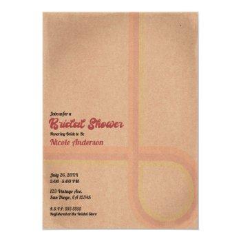 Vintage Retro Grunge 60's 70's Bridal Shower  Invitation Front View