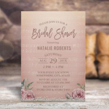 Vintage Rose Gold Floral Music Front View