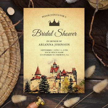 vintage royal fairytale castle bridal shower invitation