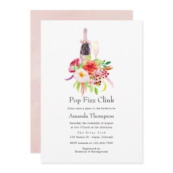 vintage rustic charm pop fizz clink bridal shower invitation