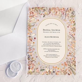 vintage rustic fall beige bridal shower acrylic invitations