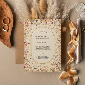 vintage rustic fall beige wedding bridal brunch invitation