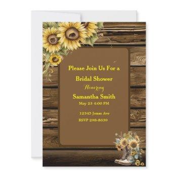 vintage rustic sunflowers country bridal shower invitation