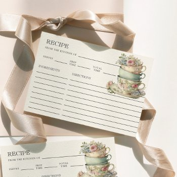 vintage rustic tea party bridal shower recipe card