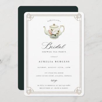 vintage tea party bridal shower invitation