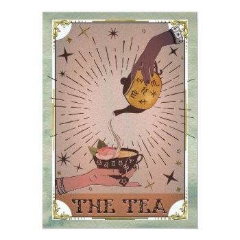 Vintage Tea Tarot Witchy Kettle Bridal Shower Invitation Front View